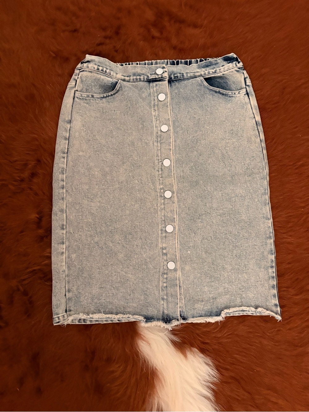 Light Wash Denim Button-Front Skirt - Women